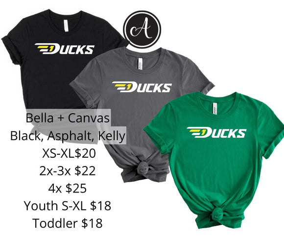 D1 Ducks Across Chest- Bella + Canvas Cotton Tshirt